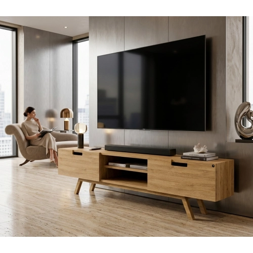 Szafka RTV-31 Drewno Lite Dąb Loft Lakier Rozmiary od 100 cm do 200 cm PREMIUM